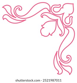 Pink classic vintage corner on white background