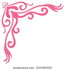 Pink classic vintage corner on white background