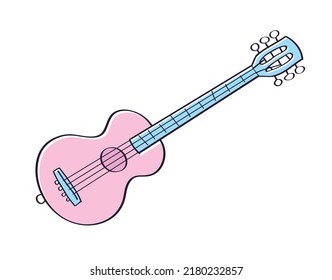 Pink classical acoustic guitar isolated vector illustration