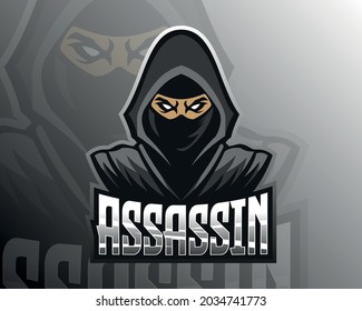 pink cloaked Assassin vector design illustration, suitable for modern illustration concept for team printing, badge, emblem, t-shirt etc.