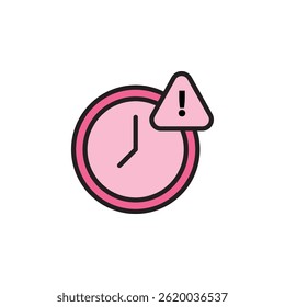 Pink Clock Icon with Alert Symbol Indicating Urgency and Time Sensitivity in Modern Digital Design