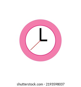 pink clock icon. vector illustration time symbol. clock face with hour, minute and second hands. time dial