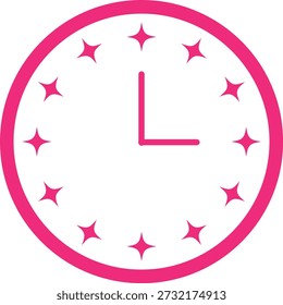Pink clock with star hour markers and simple hands on a white background time - Powered by Shutterstock - Get 15% off with code: PIKWIZARD15