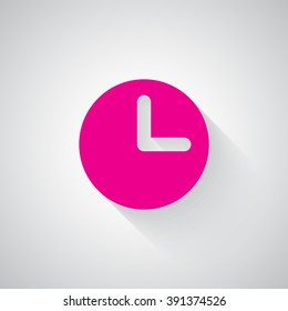 Pink Clock web icon on light grey background