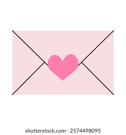 Pink closed envelope with a pink heart in the middle. Symbolizes a love message, Valentine's Day greeting, secret or personal message.