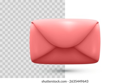 Icono De Sobre Cerrado Rosa En Estilo Mínimo 3D. Ilustración vectorial Que Representa Correo, Mensaje, Comunicación, Elemento De Notificación De UI, Símbolo De Correo Electrónico O Concepto De Contacto Para Web O App.