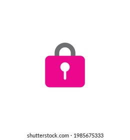 pink closed lock line icon vector illustration on white background