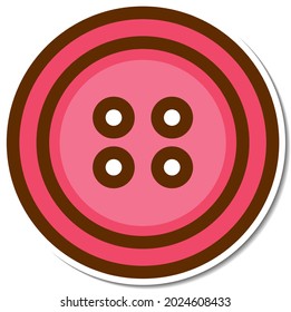 Pink cloth button sticker on white background illustration