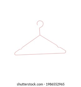 Pink clothes hanger icon vector flat illustration. Metal or aluminium hangers. Fashion equipment isolated on white background. Wardrobe simple element.