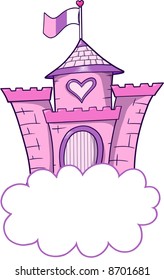 Pink Cloud Castle Vector Illustration