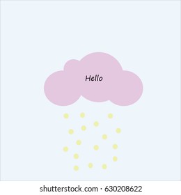 Pink cloud with drops. Cartoon cloud.