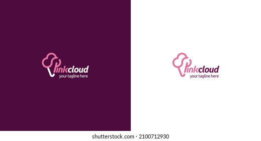 pink cloud, ice cream logo and p letter 