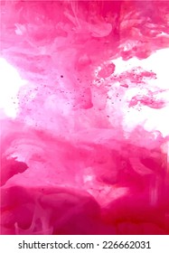 Pink cloud of ink swirling in water. Abstract background