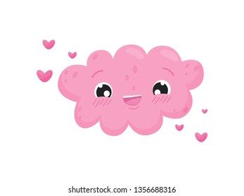 Pink cloud on white background. Spring concept.