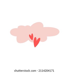 Nube rosa con corazones rojos