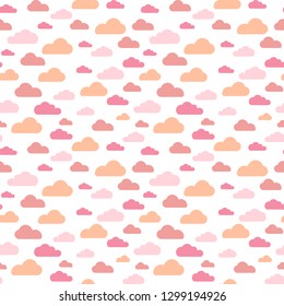 Pink cloud seamless pattern vector design baby art. Baby shower clouds , sky seamless pattern texture . - Vector