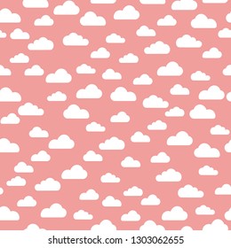 Pink cloud seamless pattern vector design baby art. Baby shower clouds , sky seamless pattern texture . - Vector