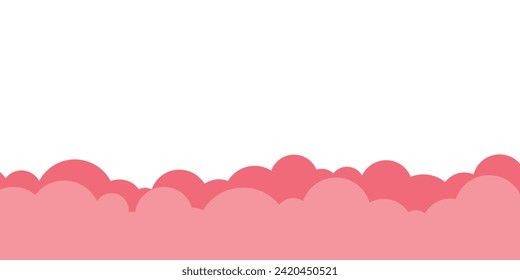 Pink Cloud Shape Bottom Border Frame for Valentine Banner and Background Element Decoration in Flat Vector Illustration isolated on White Background