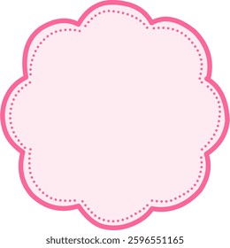 pink cloud shaped frame with a dotted border.