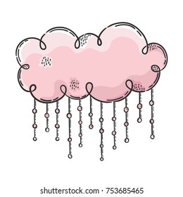 Pink cloud. Vector hand drawn illustration. The idea for a  poster, postcard, t-shirt.