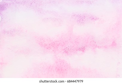Pink cloud. Watercolor background. Landscape sky with clouds.
