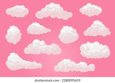 Nubes rosas sobre un fondo rosado. Vector de cielo rosa. Papel de pared creativo. Diseño de estilo moderno.