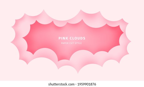 Pink clouds. Paper cut style.