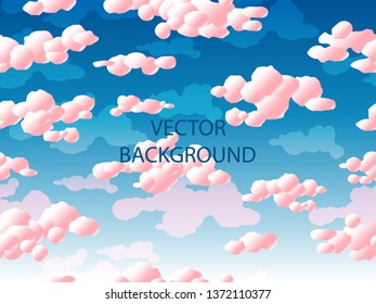  Pink clouds seamless pattern. Gradient vector illustration.