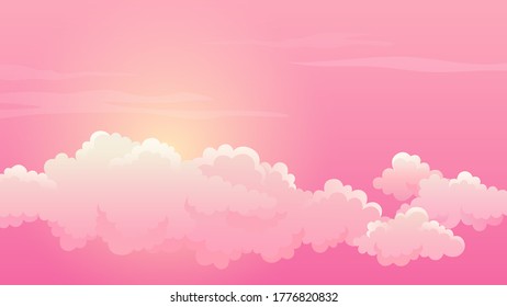 Rosa Wolken und Himmel. Vektorgrafik