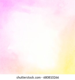 Pink clouds. Watercolor background. Landscape sky with clouds.