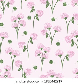 Pink Clover Bouquet Seamless Pattern Background Print