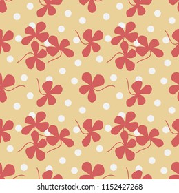 pink clover leaves seamless pattern