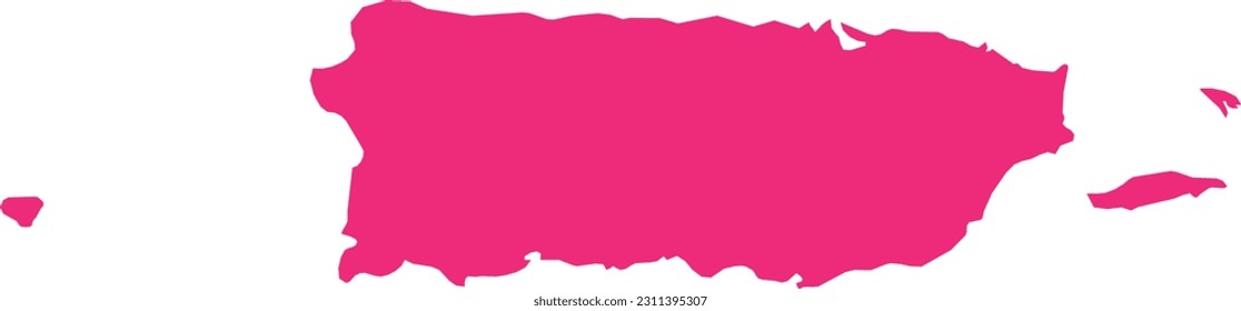 PINK CMYK color detailed flat map of the federal territory of PUERTO RICO, UNITED STATES OF AMERICA on transparent background