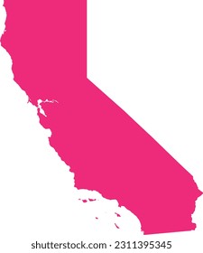 PINK CMYK color detailed flat map of the federal state of CALIFORNIA, UNITED STATES OF AMERICA on transparent background