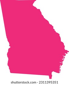 PINK CMYK color detailed flat map of the federal state of GEORGIA, UNITED STATES OF AMERICA on transparent background