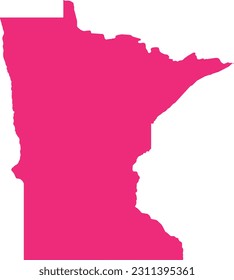 PINK CMYK color detailed flat map of the federal state of MINNESOTA, UNITED STATES OF AMERICA on transparent background