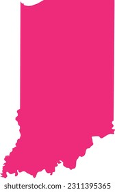 PINK CMYK color detailed flat map of the federal state of INDIANA, UNITED STATES OF AMERICA on transparent background