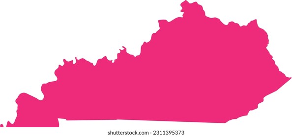 PINK CMYK color detailed flat map of the federal state of KENTUCKY, UNITED STATES OF AMERICA on transparent background