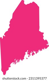 PINK CMYK color detailed flat map of the federal state of MAINE, UNITED STATES OF AMERICA on transparent background