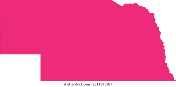 PINK CMYK color detailed flat map of the federal state of NEBRASKA, UNITED STATES OF AMERICA on transparent background