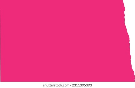 PINK CMYK color detailed flat map of the federal state of NORTH DAKOTA, UNITED STATES OF AMERICA on transparent background