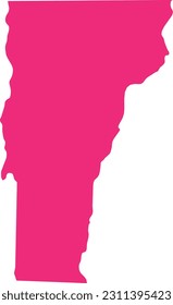 PINK CMYK color detailed flat map of the federal state of VERMONT, UNITED STATES OF AMERICA on transparent background