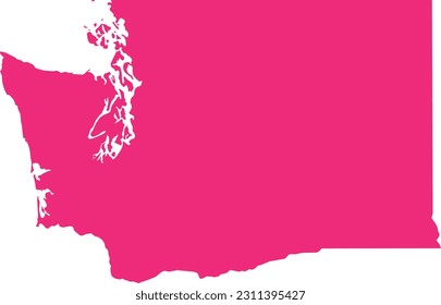 PINK CMYK color detailed flat map of the federal state of WASHINGTON, UNITED STATES OF AMERICA on transparent background