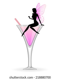 Pink cocktail and fairy 