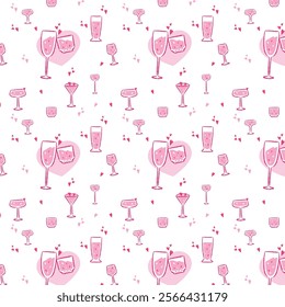 Pink cocktail glass cartoon Illustration pattern