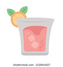 pink cocktail glass with fruit