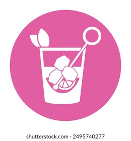 Pink cocktail icon sticker Vector illustration