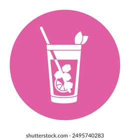 Pink cocktail icon sticker Vector illustration