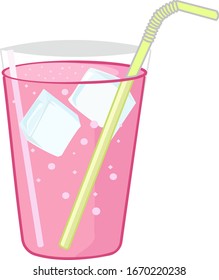 Pink cocktail, illustration, vector on white background.