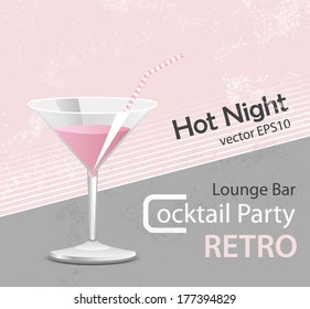 Pink cocktail - vintage poster design